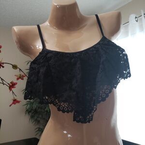 Victoria's Secret Black Lace Flounce Bralette